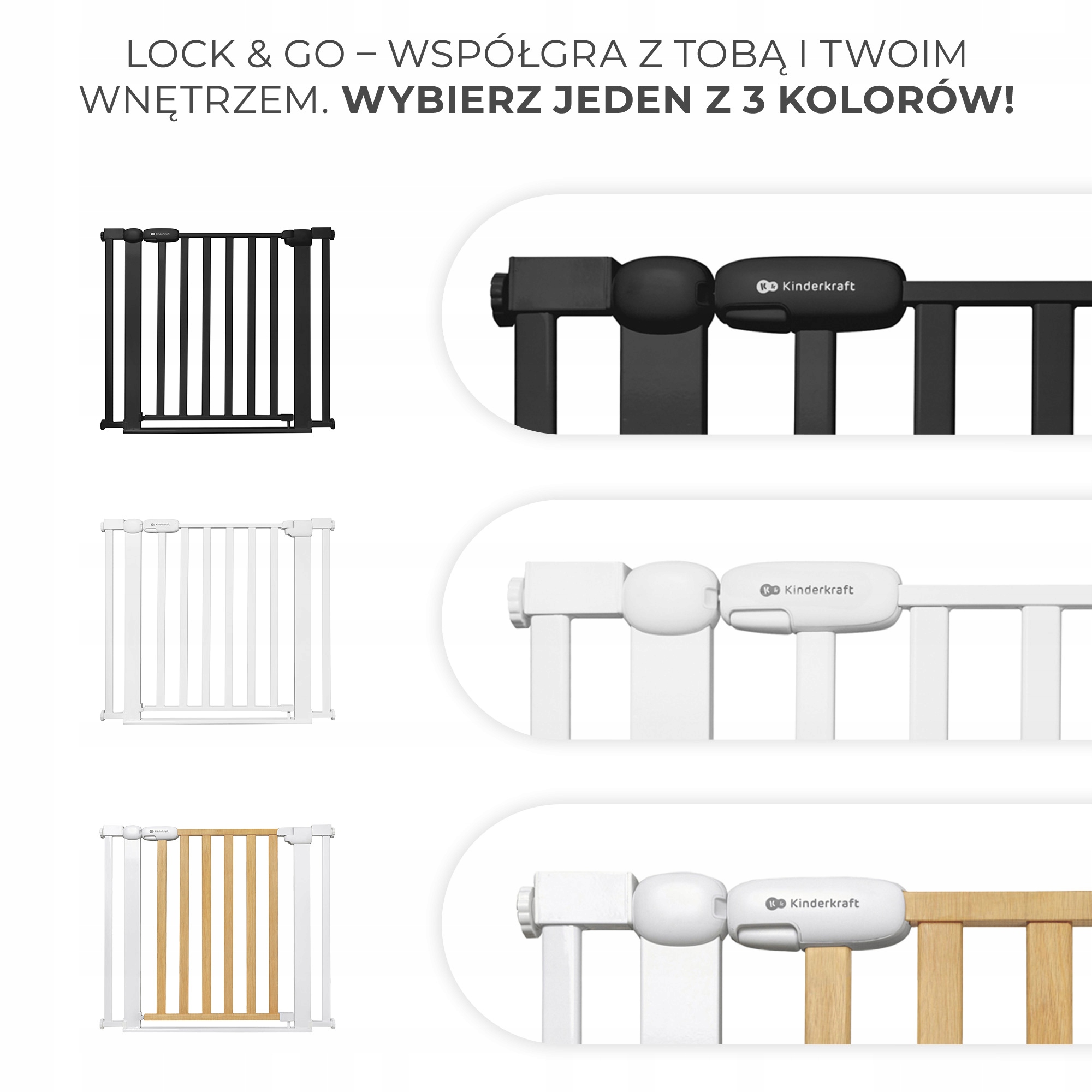 BRAMKA BARIERKA ZABEZPIECZAJĄCA na Schody DRZWI OCHRONNALOCK&GO KINDERKRAFT Materiał plastik