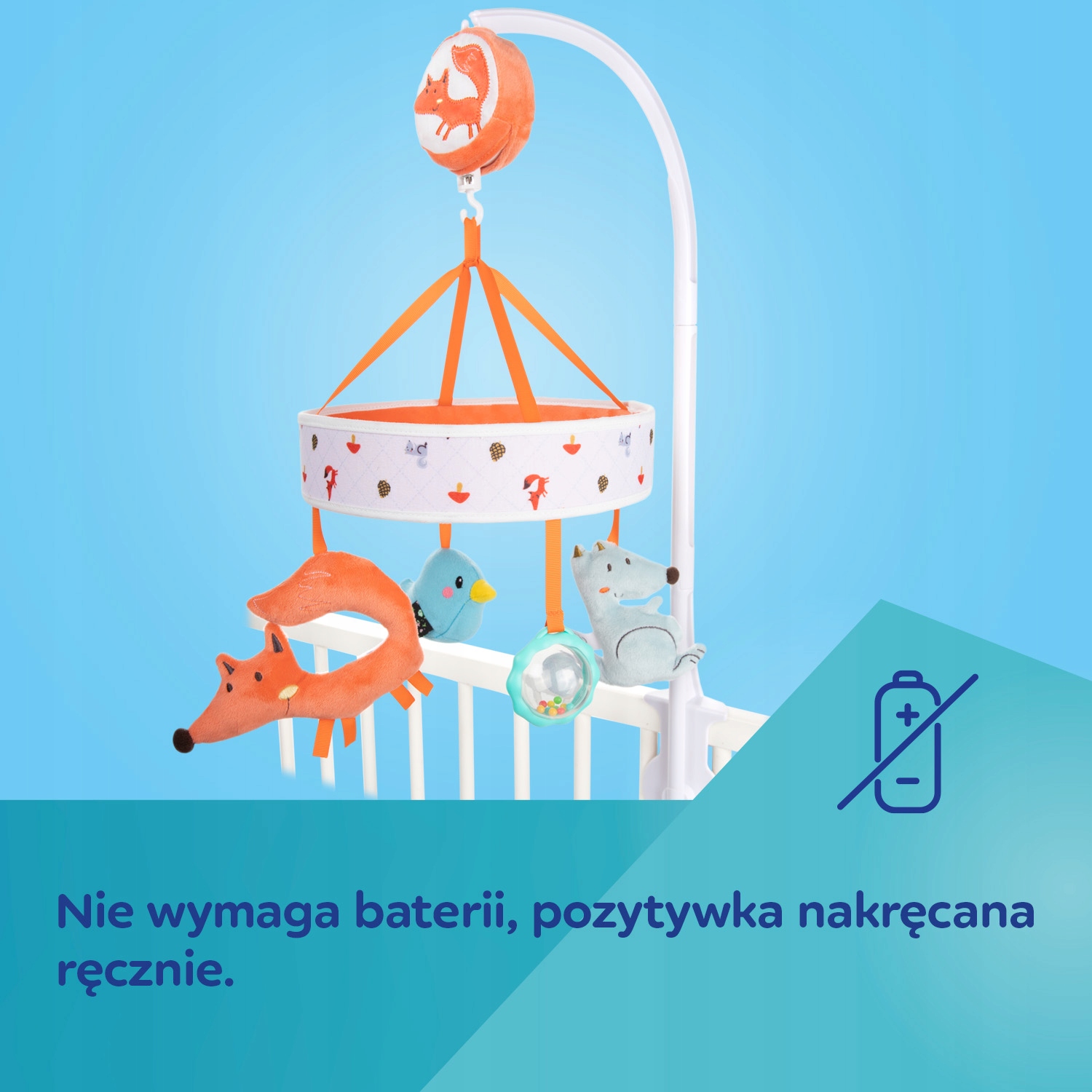 KARUZELA Z POZYTYWKĄ NA ŁÓŻECZKO FOX NAKRĘCANA RĘCZNIE CANPOL BABIES OD 0M+ Płeć chłopcy dziewczynki