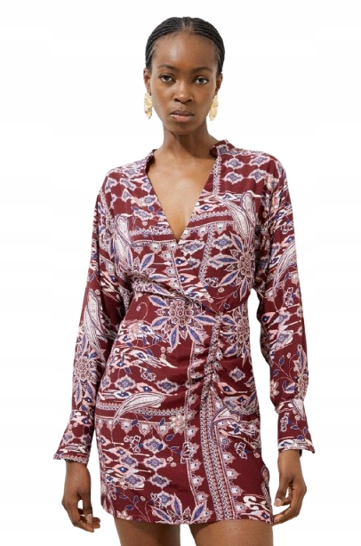 Karen Millen Tall Šaty Mini Bordó S Dlouhým Rukávem 34 B1F