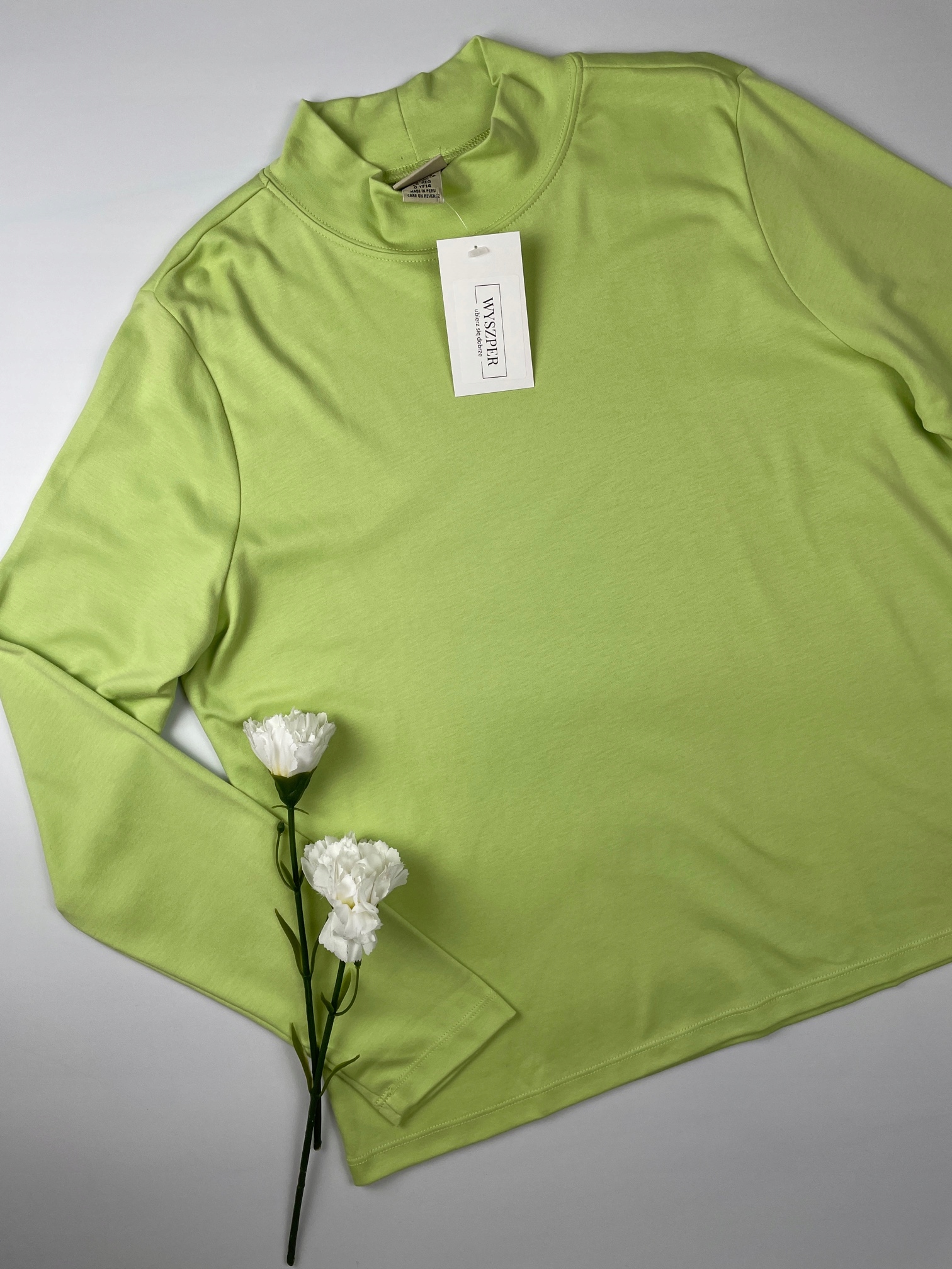 Golf damski zielony basic gładki 100% supima cotton L.L. Bean r. L Wzór dominujący bez wzoru