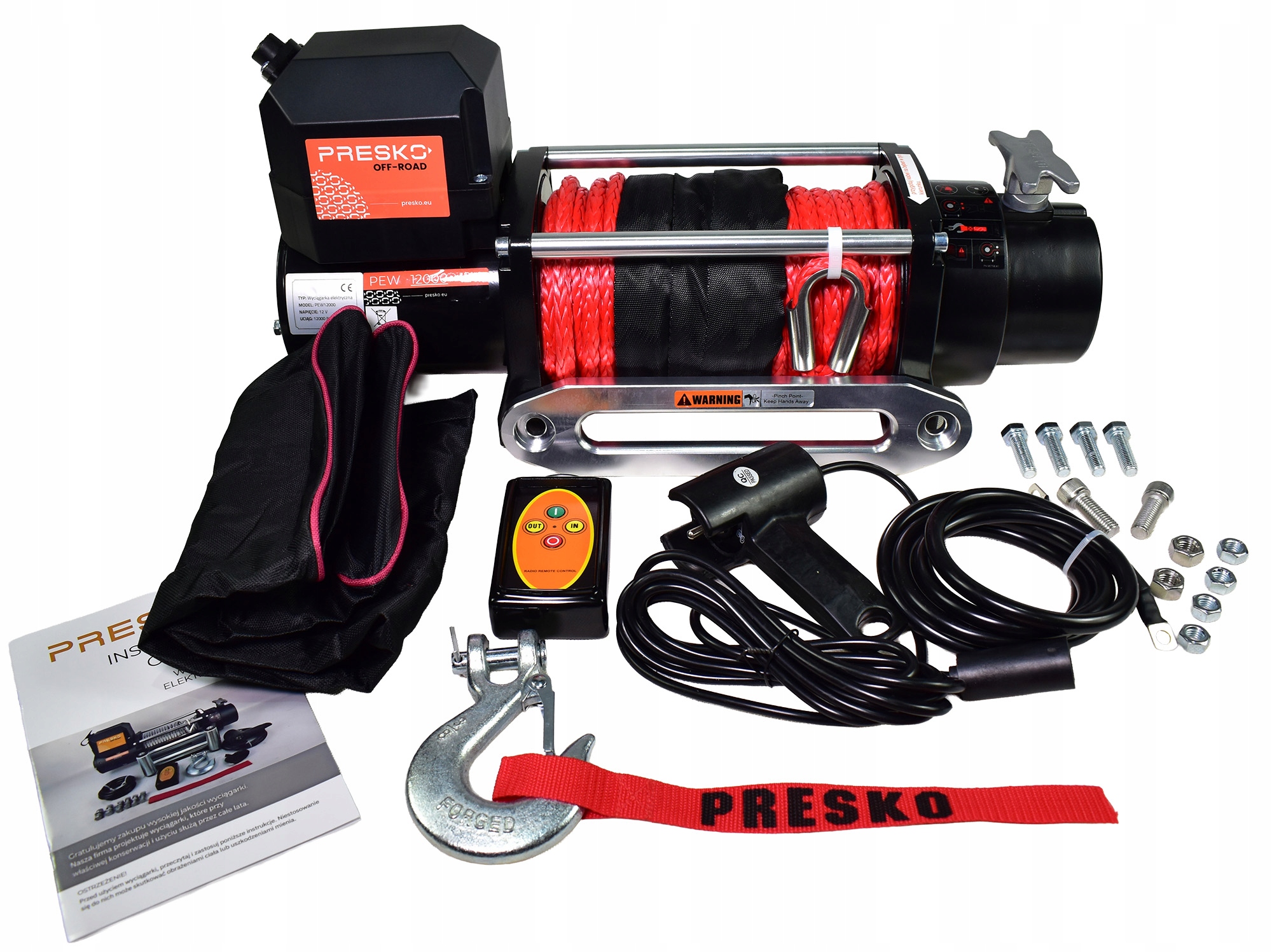 Navijak Presko Winch s syntetickým lanom PEW12000 12V 5,5T 12000lbs