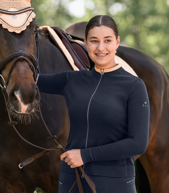 Mikina jezdecká zapínací mikina Elt Stockholm 26SS, modrá, velikost S/m