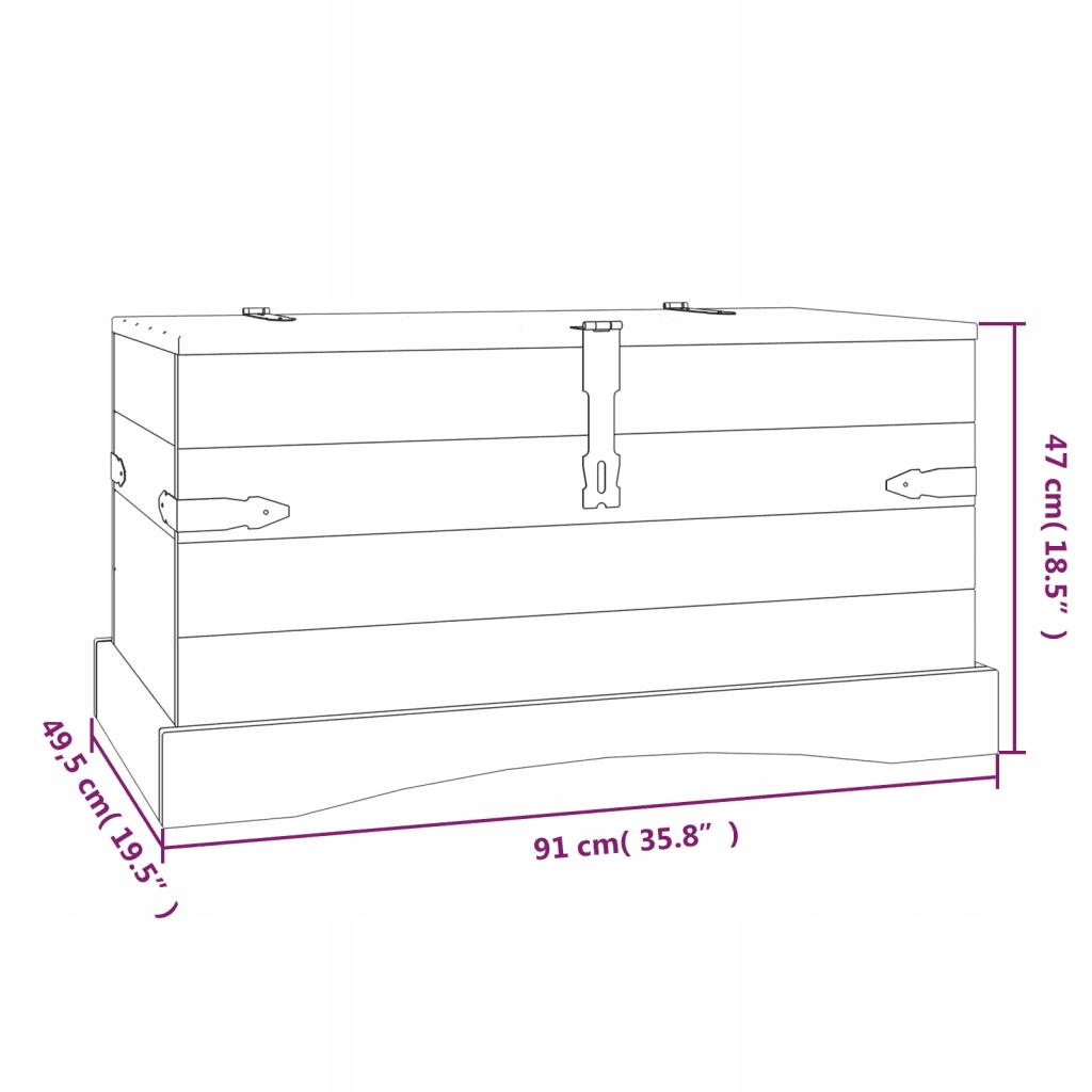Skrzynia w meksykańskim stylu Corona, sosna, 91x4 Wysokość mebla 1 cm