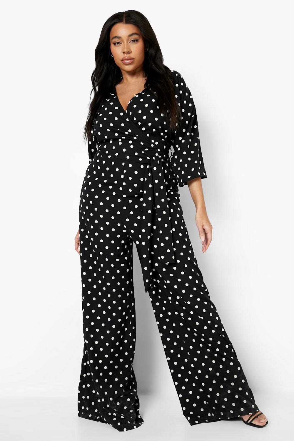 POLKA DOT PLUS SIZE XXL LC94114 *BOOHOO KOMBINEZON W GROSZKI