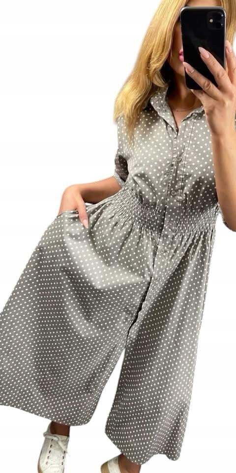 V0037 Šaty Maxi S Puntíky Béžová vel. 44 (2XL)