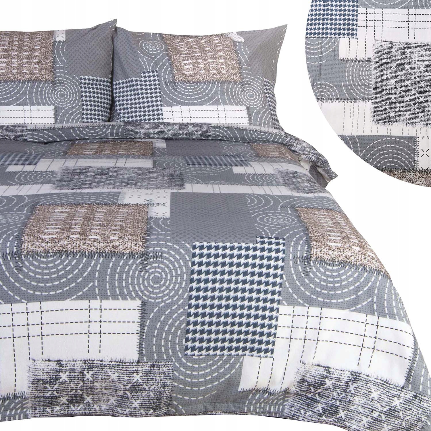 Pościel flanelowa flanela Flanelove 180x200 Geometryczna Szara Gruba 160 g
