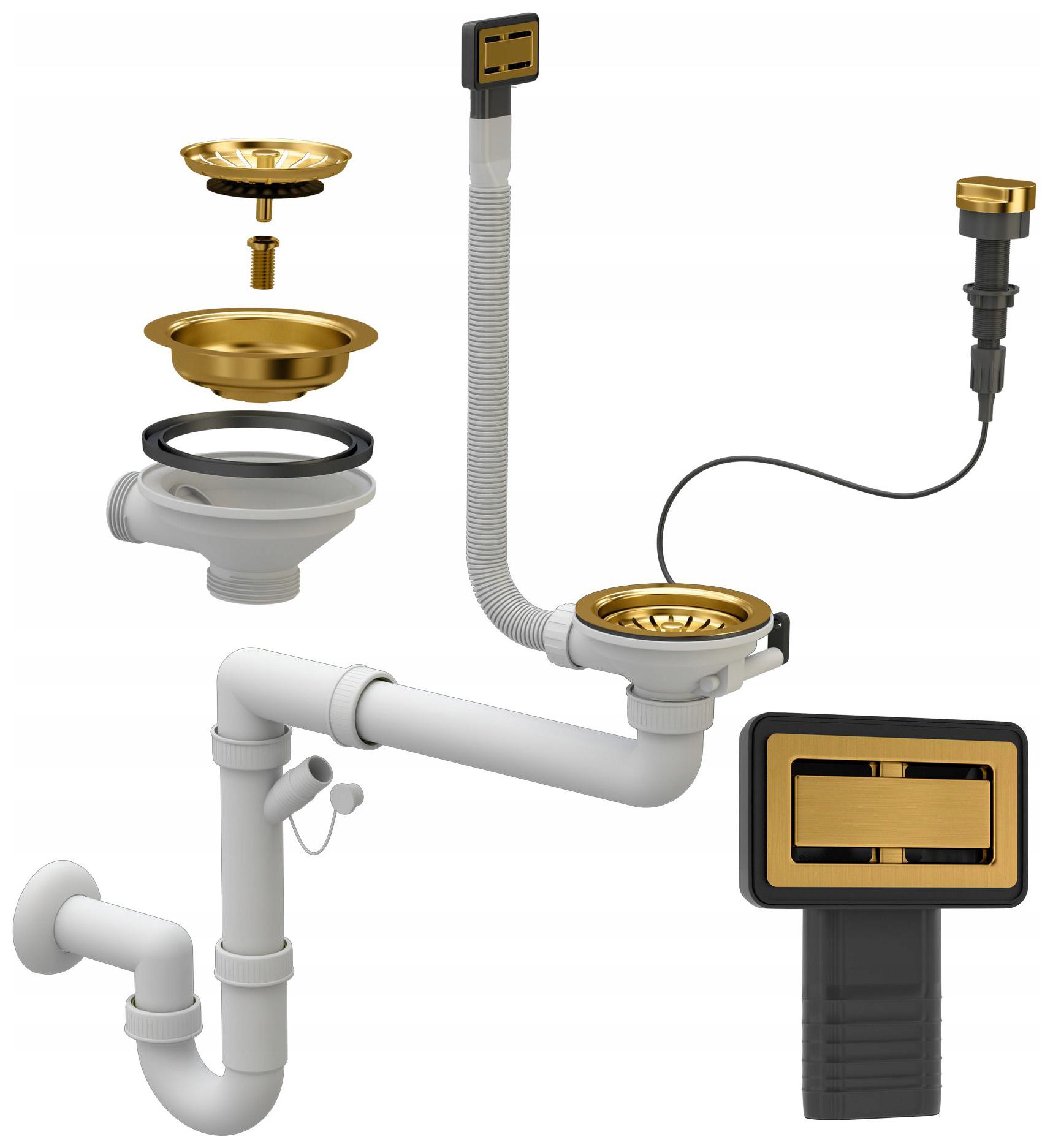 Obdĺžnikový Automatický Sifón Jednokomorový Zlatý