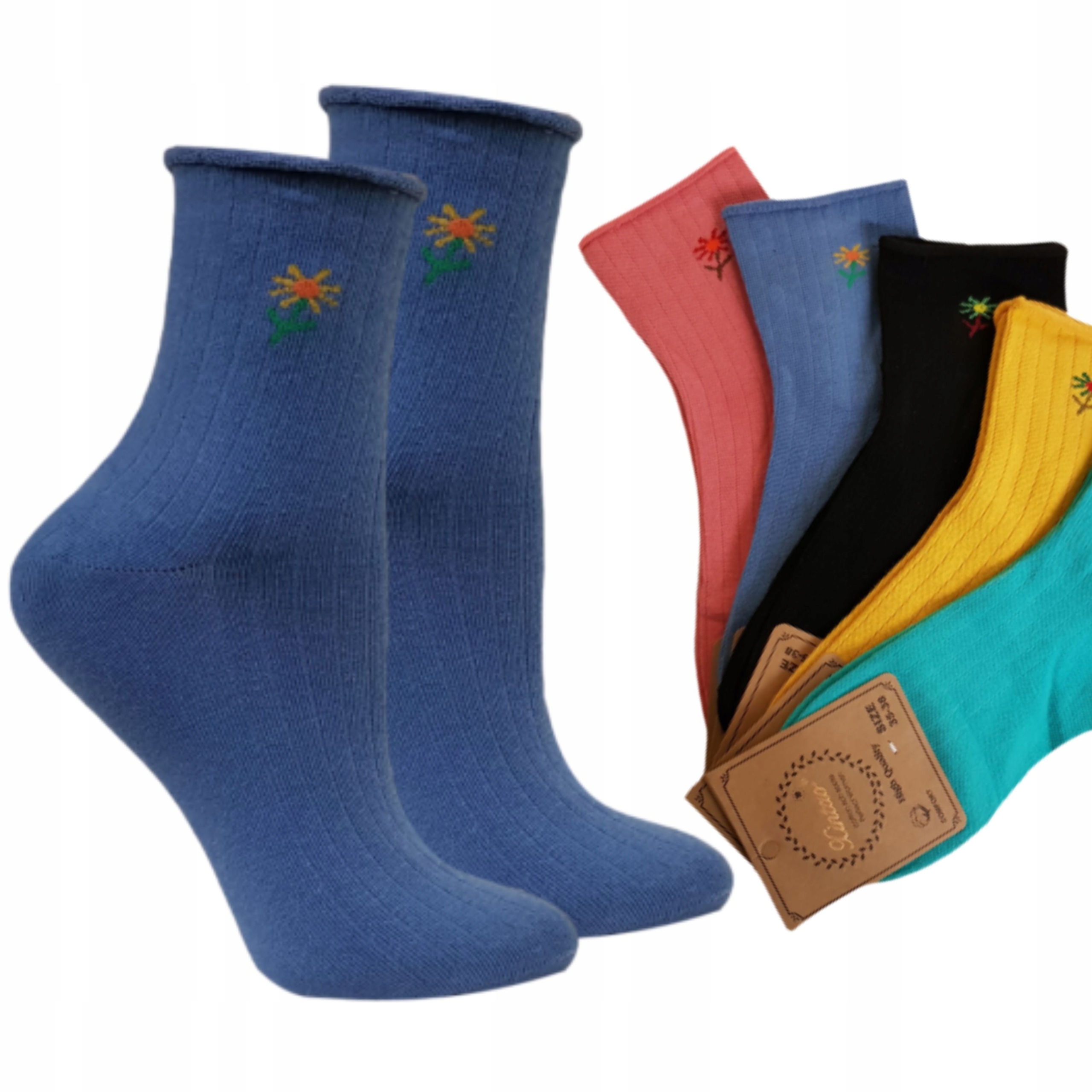 5 x SKARPETKI DAMSKIE SKARPETY BAWEŁNIANE NIEUCISKOWE BEZUCISKOWE Model 23.469 NIEUCISKOWE, BAWEŁNIANE, KOLOROWE, 5 PAR