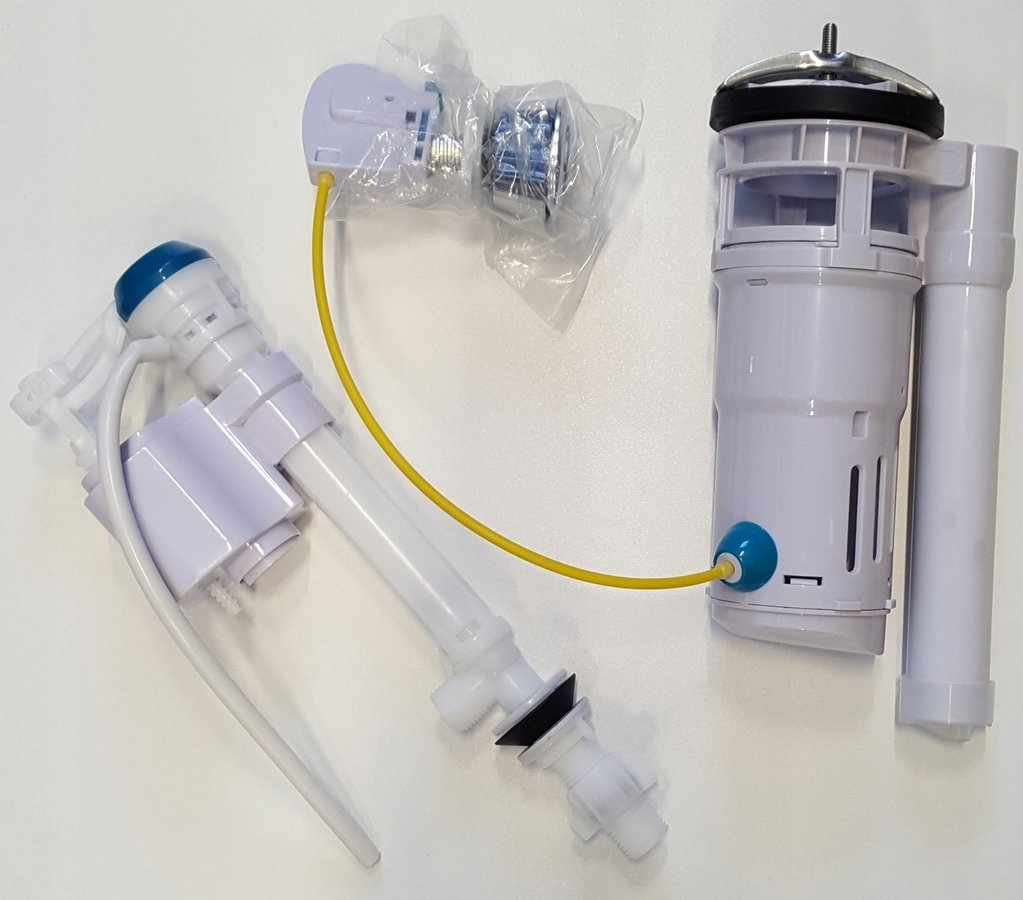 Splachovací sada s dvojitým tlačítkem 49 mm, spodní přívod 1/2", chrom