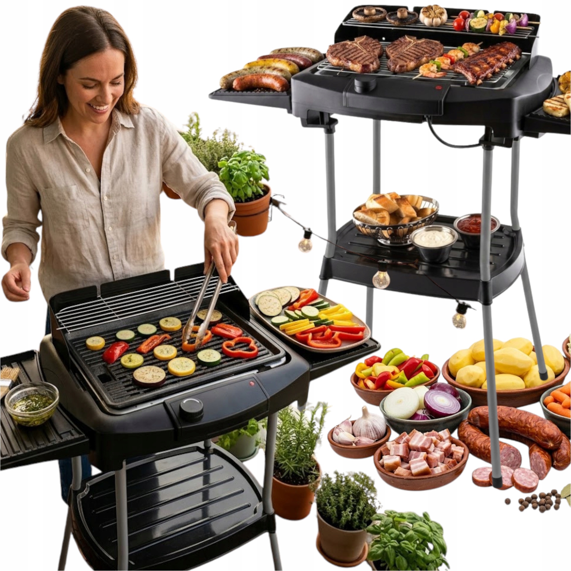 Grill STOJĄCY OGRODOWY / DOMOWY 2w1 ROZSĄDNY WYBÓR CAŁOROCZNY ZIMA/LATO