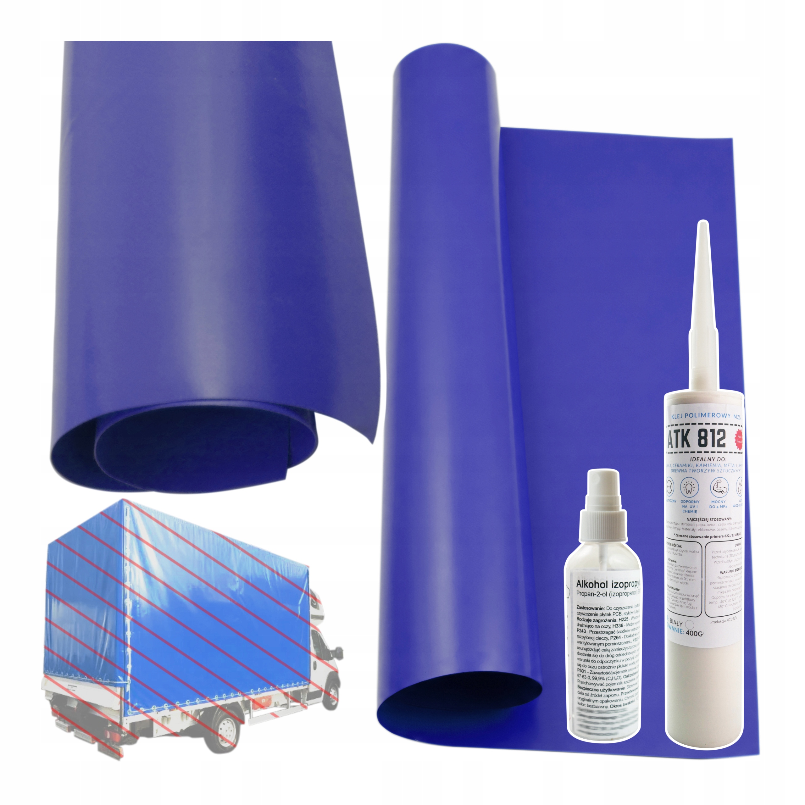 Sada na opravu plachty Polymerové lepidlo 400g Náplast 50x50cm Granátová