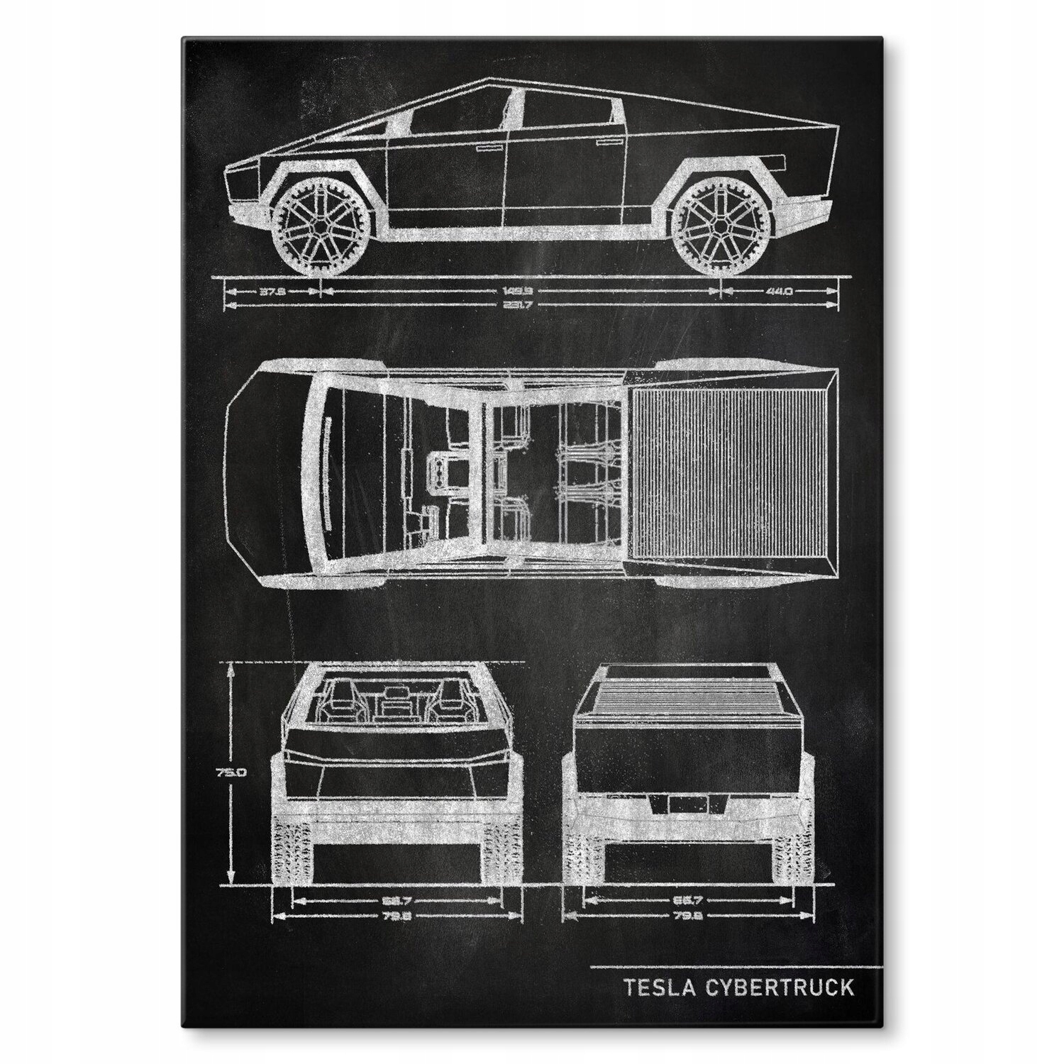 Kovový plakát Tesla Cybertruck Slate Dárek 22 x 31 cm