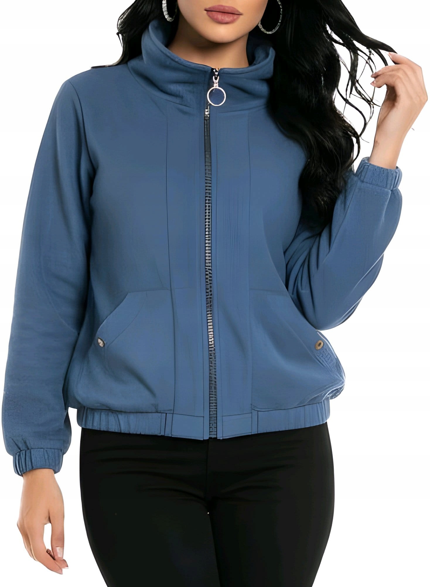 Bunda Bomber Katana Semišová Přechodová Over Size Modrá 40/42 L/XL