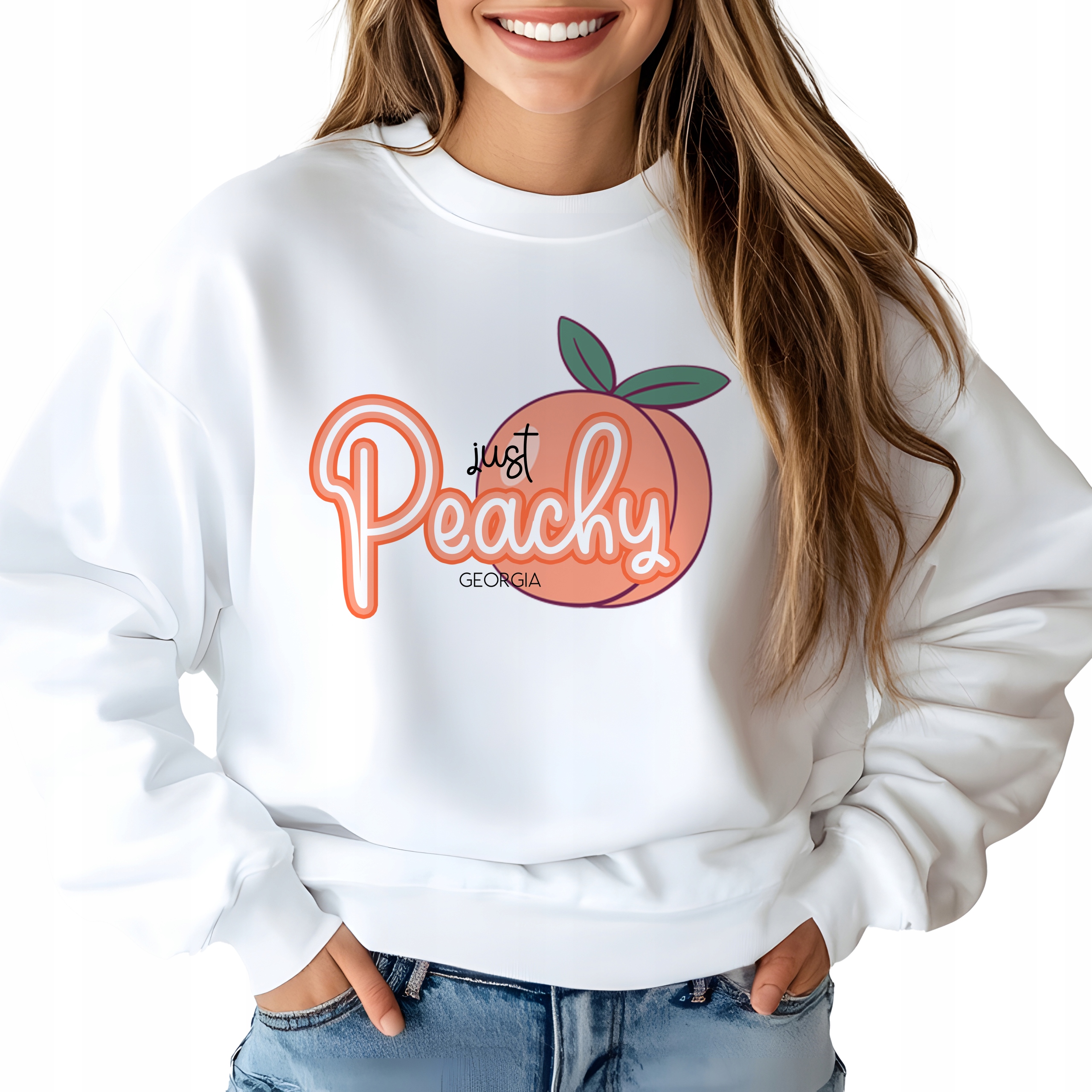 Mikina Dámská Bílá Peachy Georgia Broskve Stylové Vzory Velikost M
