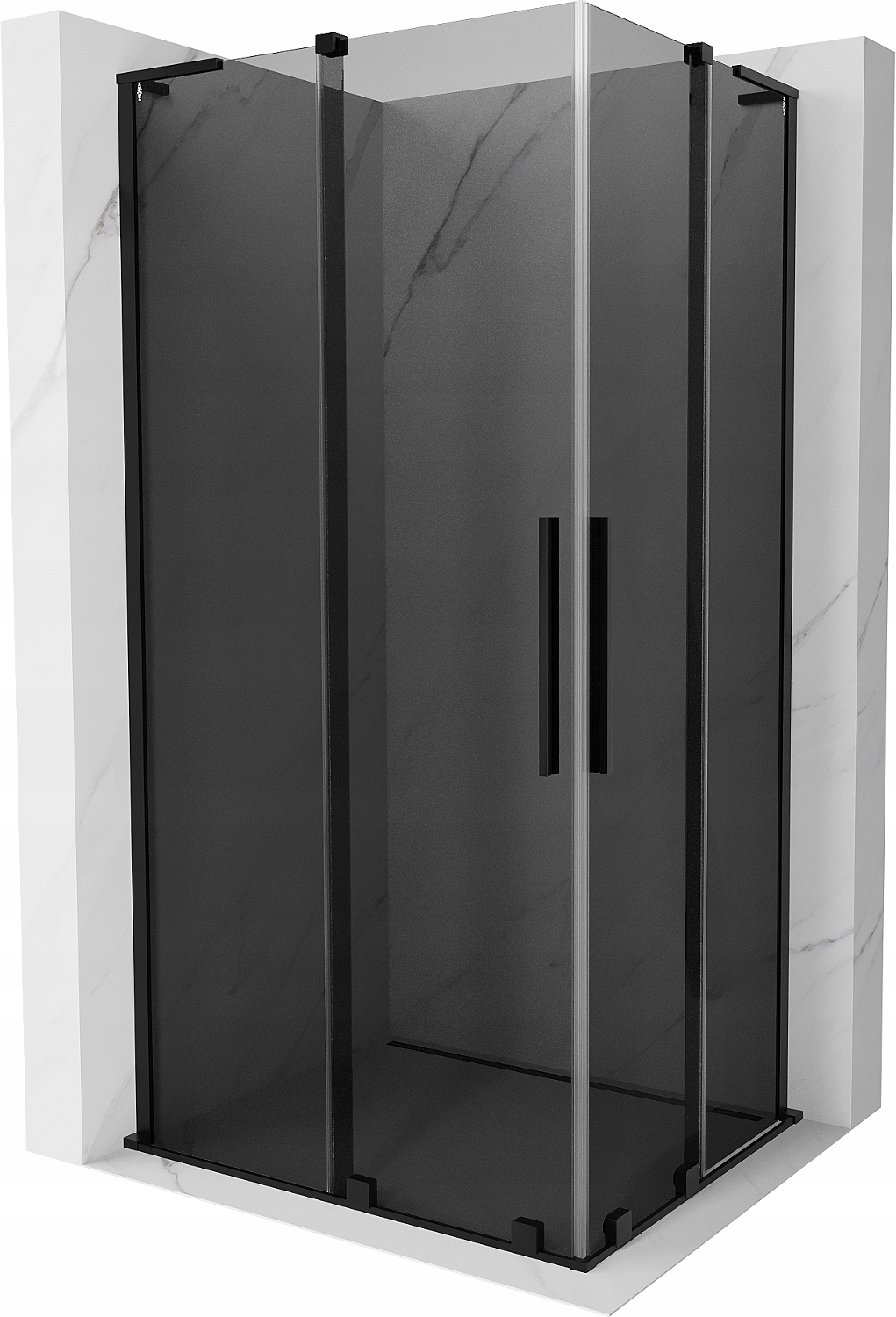 Sprchový kout Mexen Velar L Duo 90x80 cm grafit/černý posuvný dveře