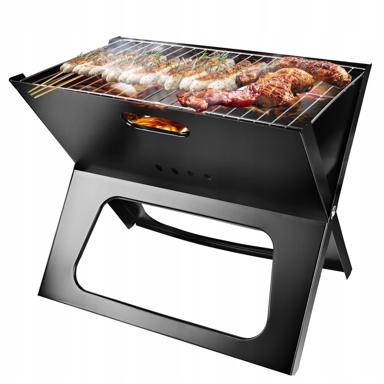 Zahradní Gril Přenosný Skládací Turistický Bbq Na Kempování Kufr Bivak
