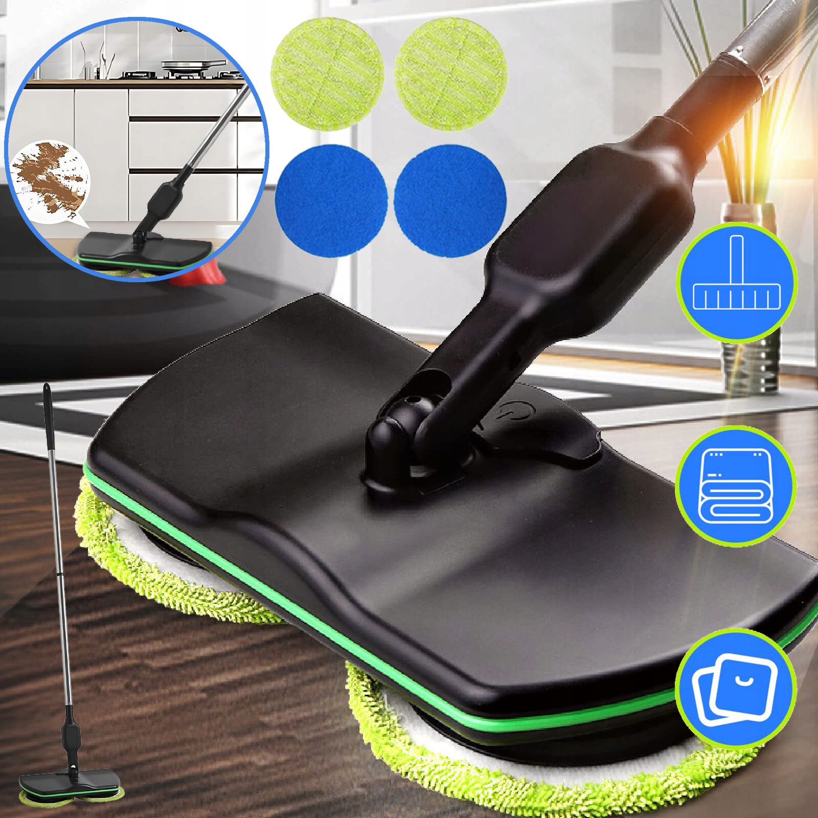 Ręczny Mop Do Czyszczenia Podłóg Bezprzewodowy Mop Elektryczny Do Płytek