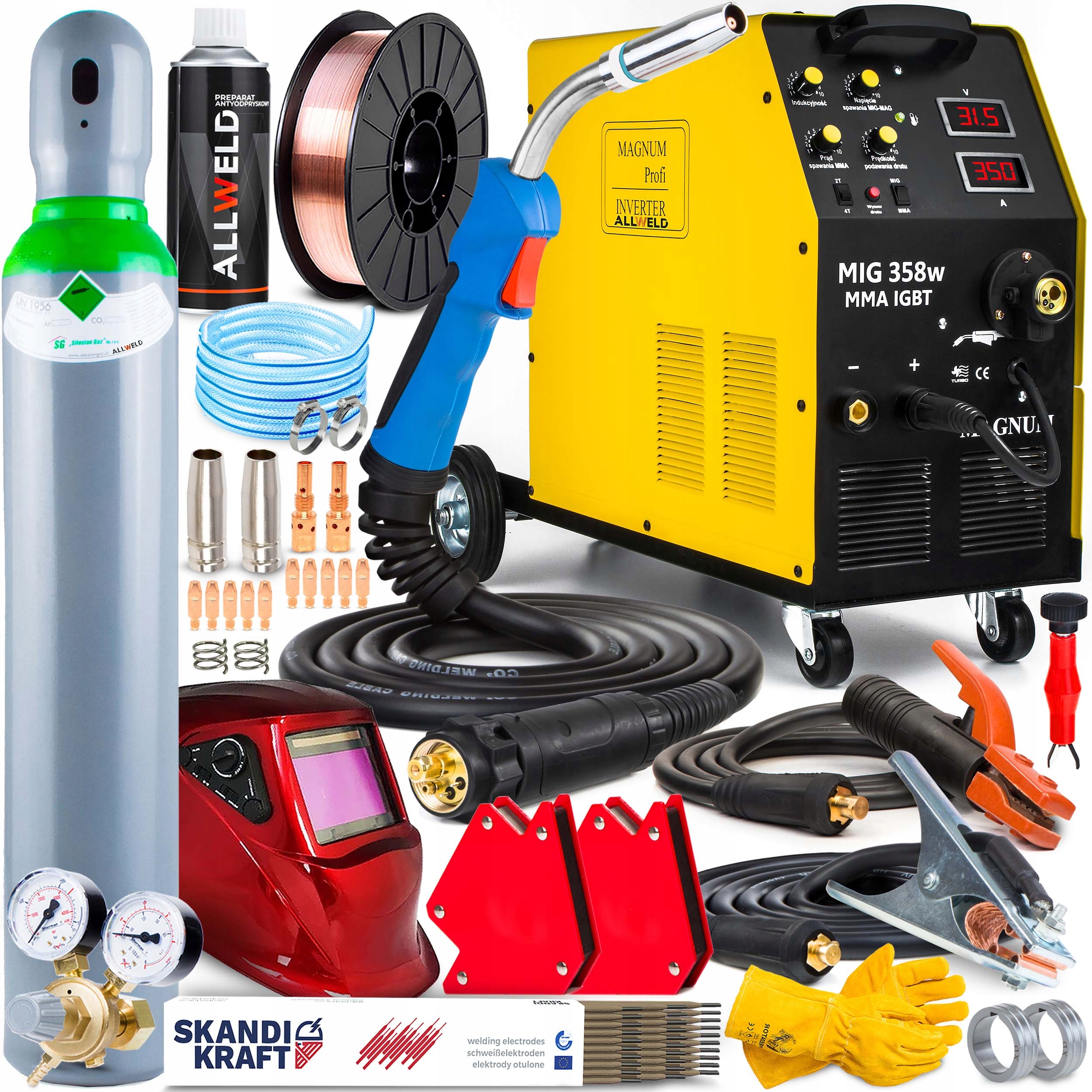 Invertorová Svářečka Inverter Magnum Mig 358W Mma Igbt 400V 350A Alu 4X4