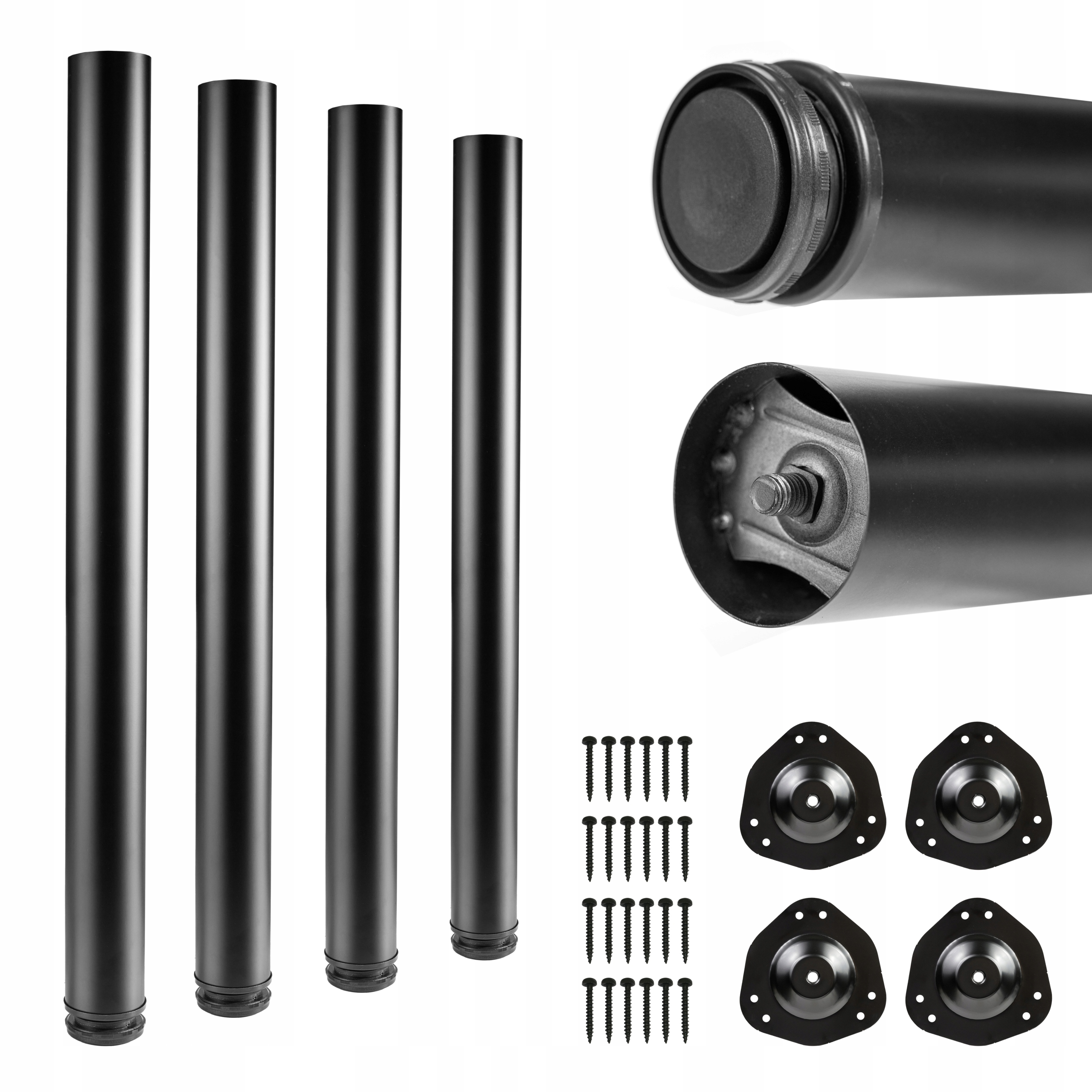 4 Ks Nábytková Noha Pro Stůl, Nohy 710 MM, Černá
