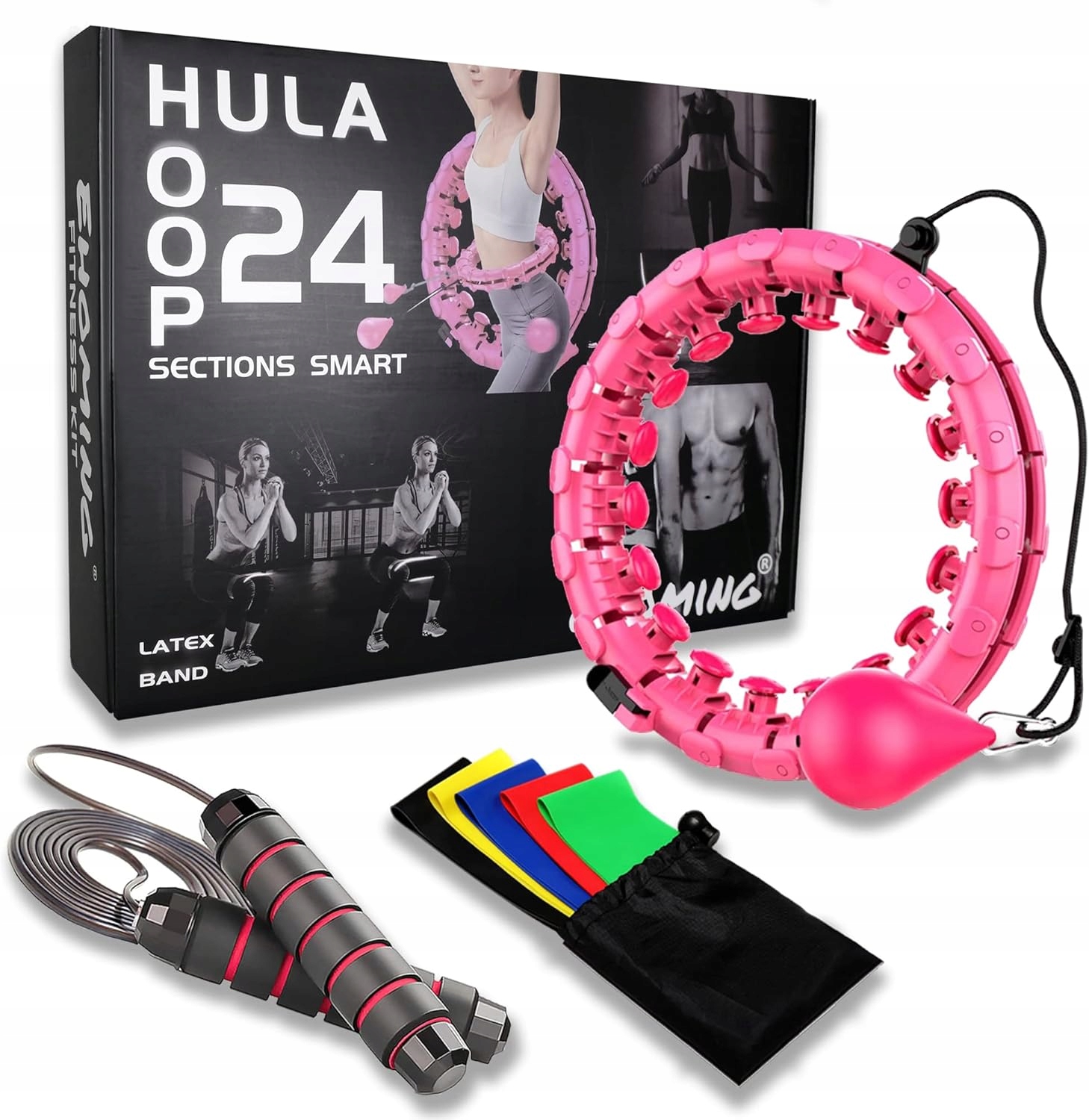 Ehoming Sada pro fitness cvičení: hula hoop, švihadlo, 5 odporových gum