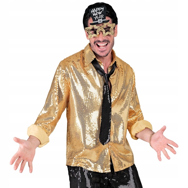 Pánská Flitrová Zlatá Košile Karneval Silvestr Party S/m