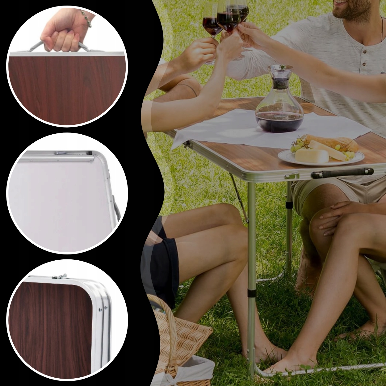 STÓŁ TURYSTYCZNY SKŁADANY STOLIK OGRODOWY TARASOWY 120X60 BIWAK GRILL OGRÓD Szerokość produktu 80 cm