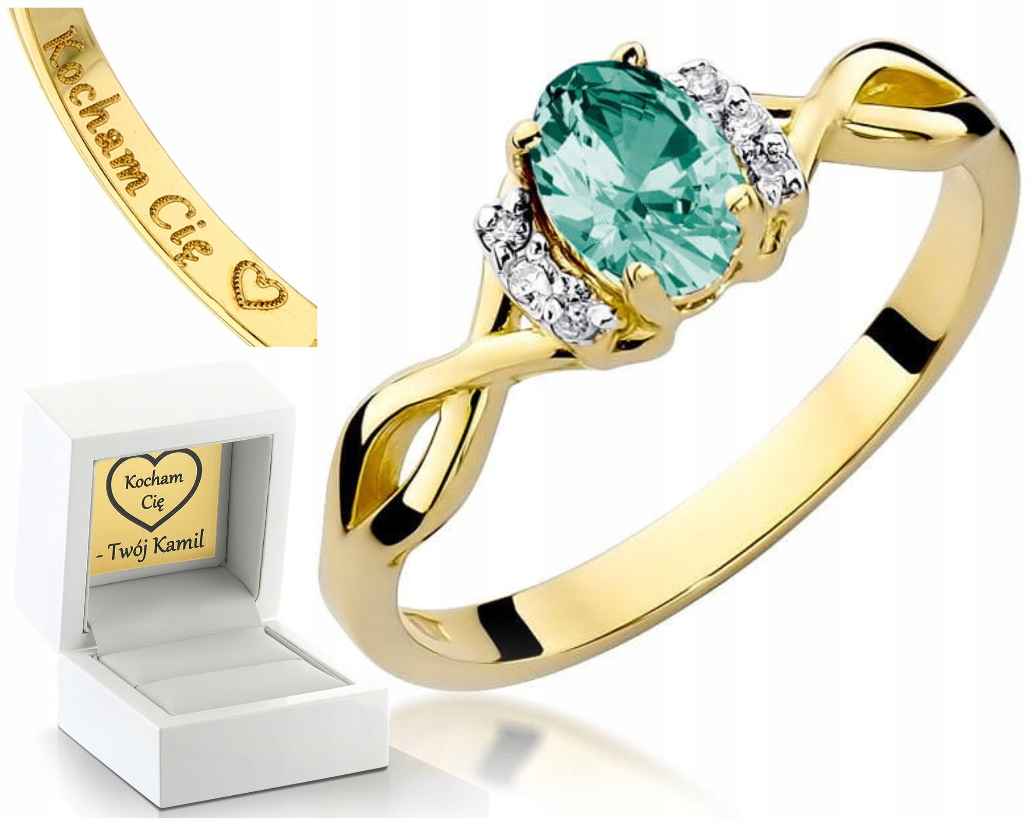 Prstýnek Smaragdy Brilianty 585 Gravírování Bonus