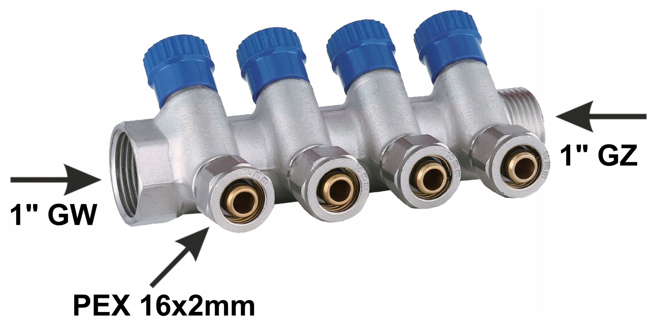 X-HOME ROZDZIELACZ PEX 1” x 16 mm 4 OBWODY WODY ZIMNEJ 3 OBWODY CIEPŁEJ Kod producenta H2541B4R3