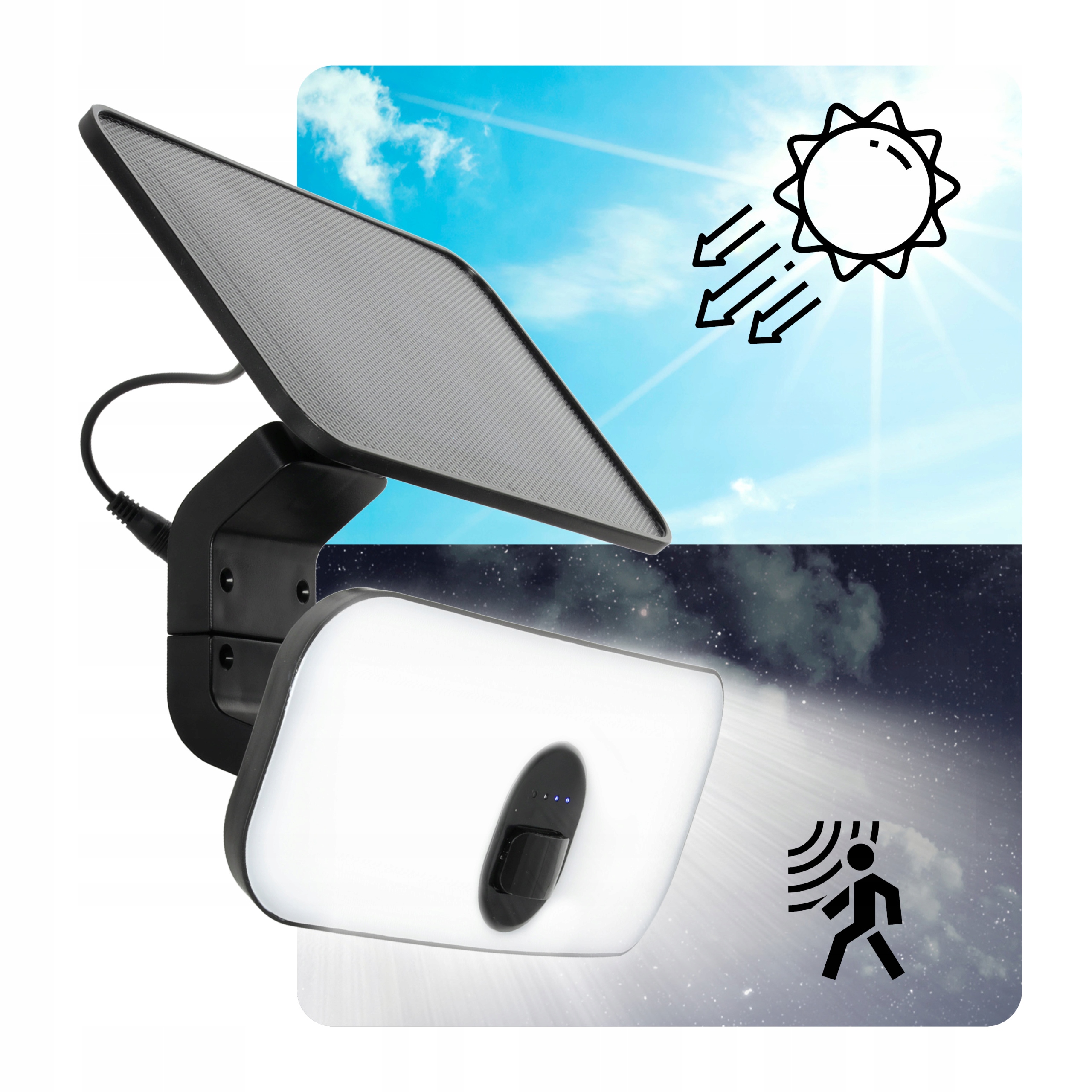 Solární Led halogenový zářič 13W Lampa Snímač pohybu Barva Neutrální