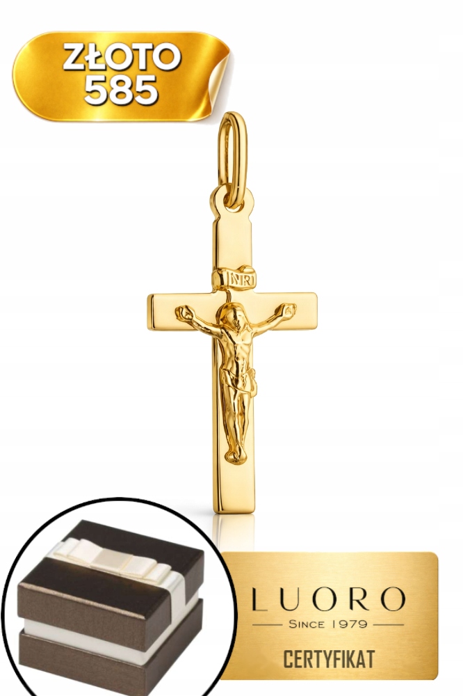 Zlatý Křížek 585 14K S Ježíšem 26 MM, Jemný Dárek