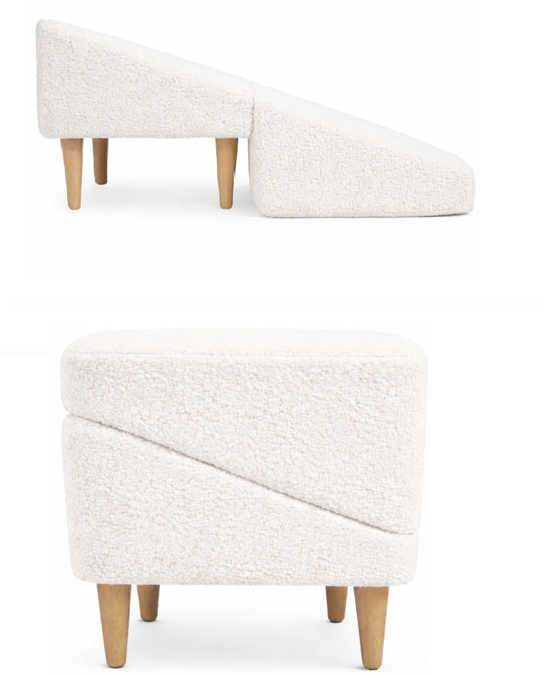 Podest Pufa 2w1 rampa dla psa i kota Baranek Boucle Biały Produkt Polski