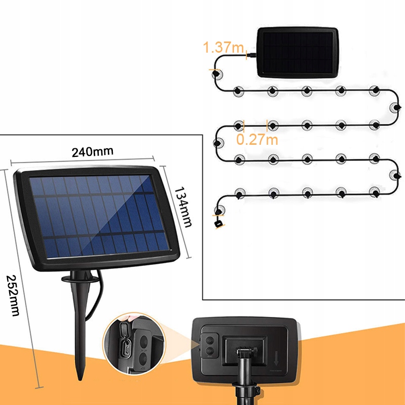 GIRLANDA SOLARNA OGRODOWA ZEWNĘTRZNA ŁAŃCUCH 50+2 LED ŻARÓWEK + PILOTA 15M EAN (GTIN) 684621685220