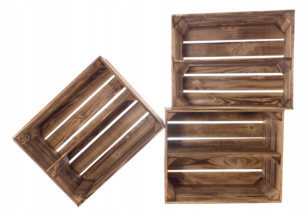 SKRZYNKA DREWNIANA opalana SKRZYNKI PÓŁKA SZAFKA Długość maksymalna 50 cm