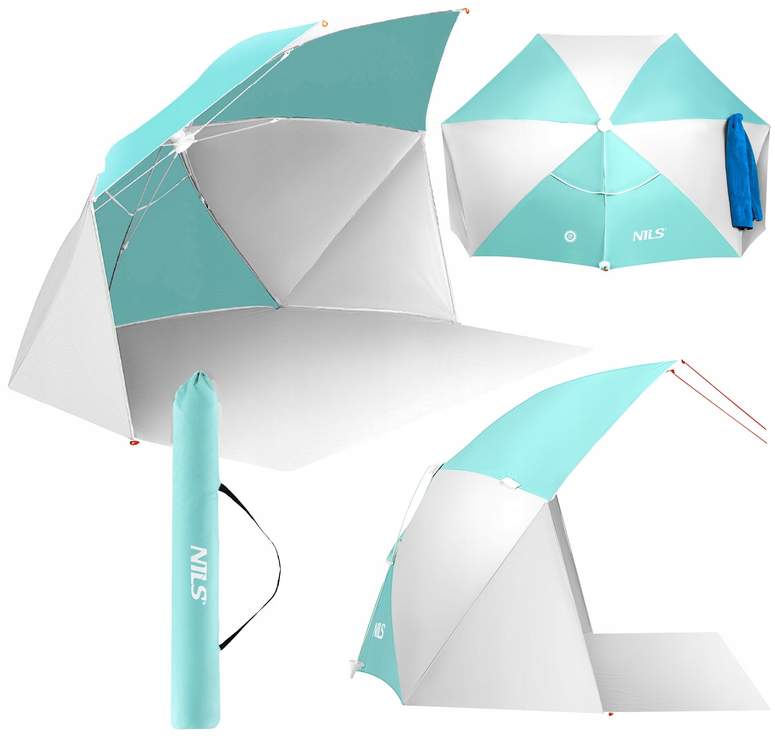 Parawan Z Podłogą Nils Parasol 2w1 180x130CM Uv Szybki Montaż Śledzie Linki