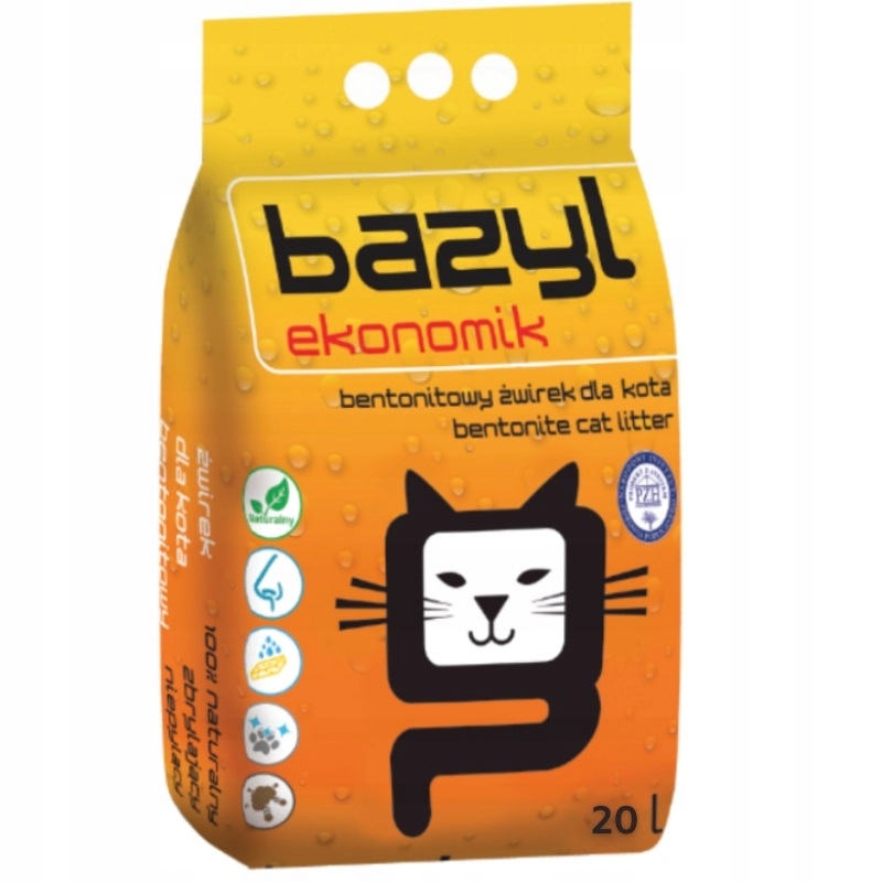 Levně 2x Bazyl Ekonomik bentonitový stelivo pro kočky 20 L