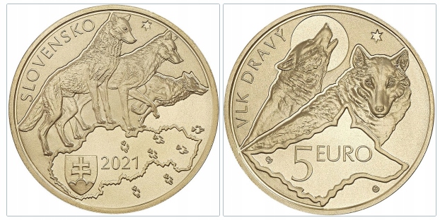 Słowacja 2021 5€.#239.Wilk.......3518