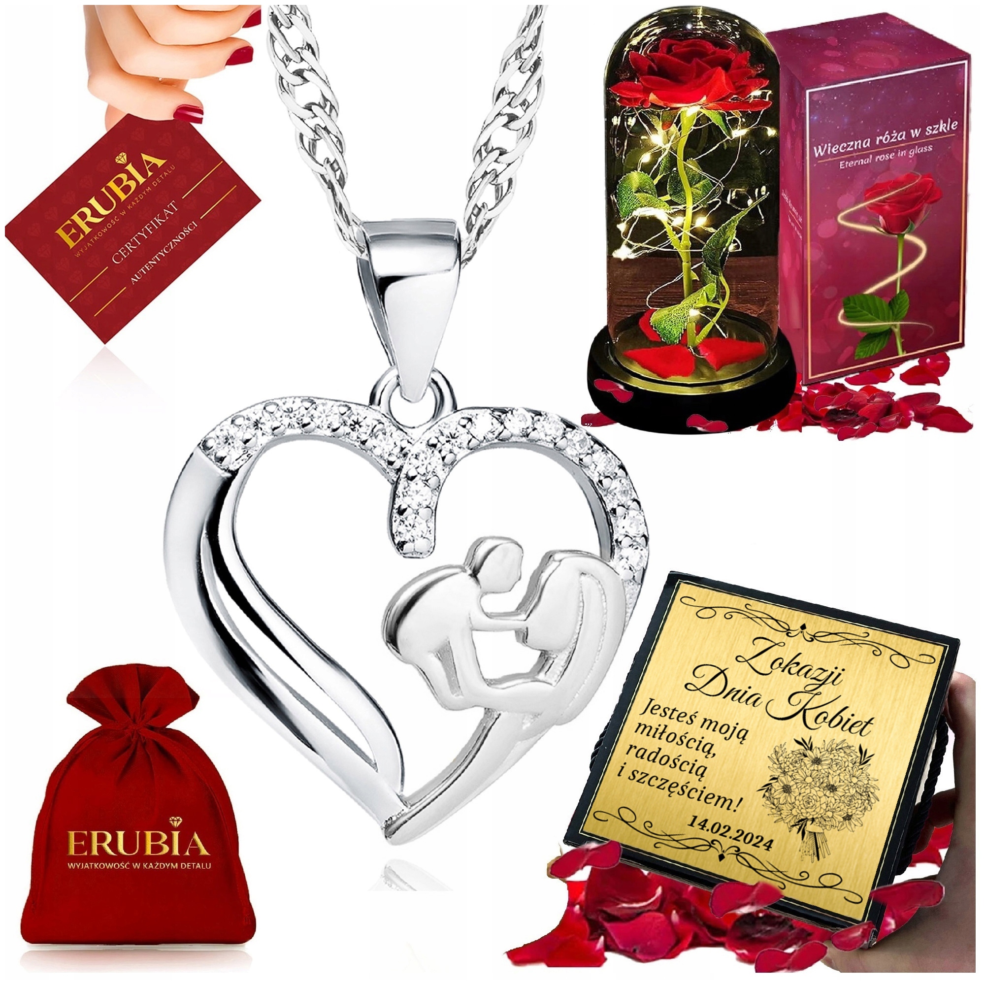 Stříbrný Řetízek Srdce Led Věčná Růže, Dárek Pro Maminku K Svátku Gravírování