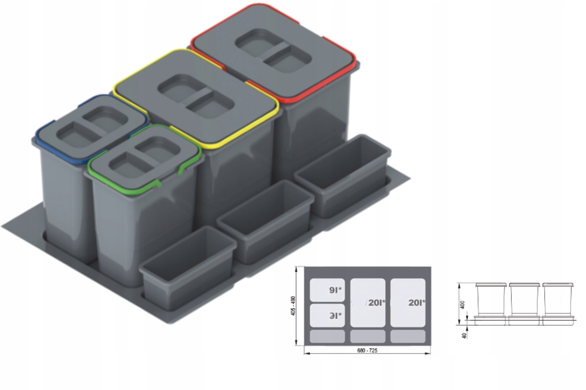 

Kosz na śmieci Rejs Praktiko 80 2x20l 2x9l