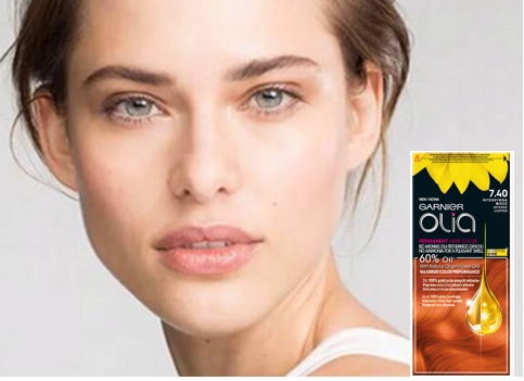 Garnier Olia farba do włosów bez amoniaku 7.40 Intensywna miedź Kolor farby rudości i czerwienie