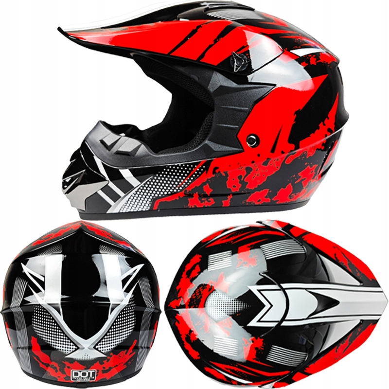 Детский комплект для мотокросса шлем полное лицо - внедорожные очки перчатки