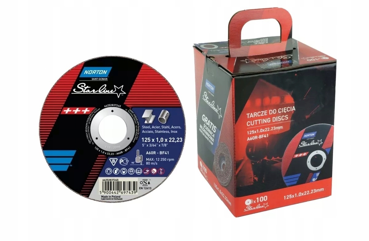 Kotouč na řezání kovu Norton Starline 125 x 1 mm Silný 100 ks