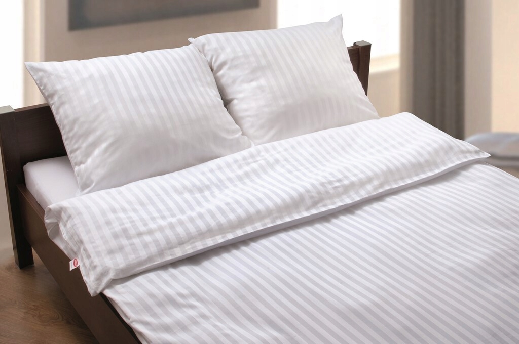 Posteľná Bielizeň z damašku biela, pásy 2 cm 220x200 +2x70x80, čistá bavlna Matex