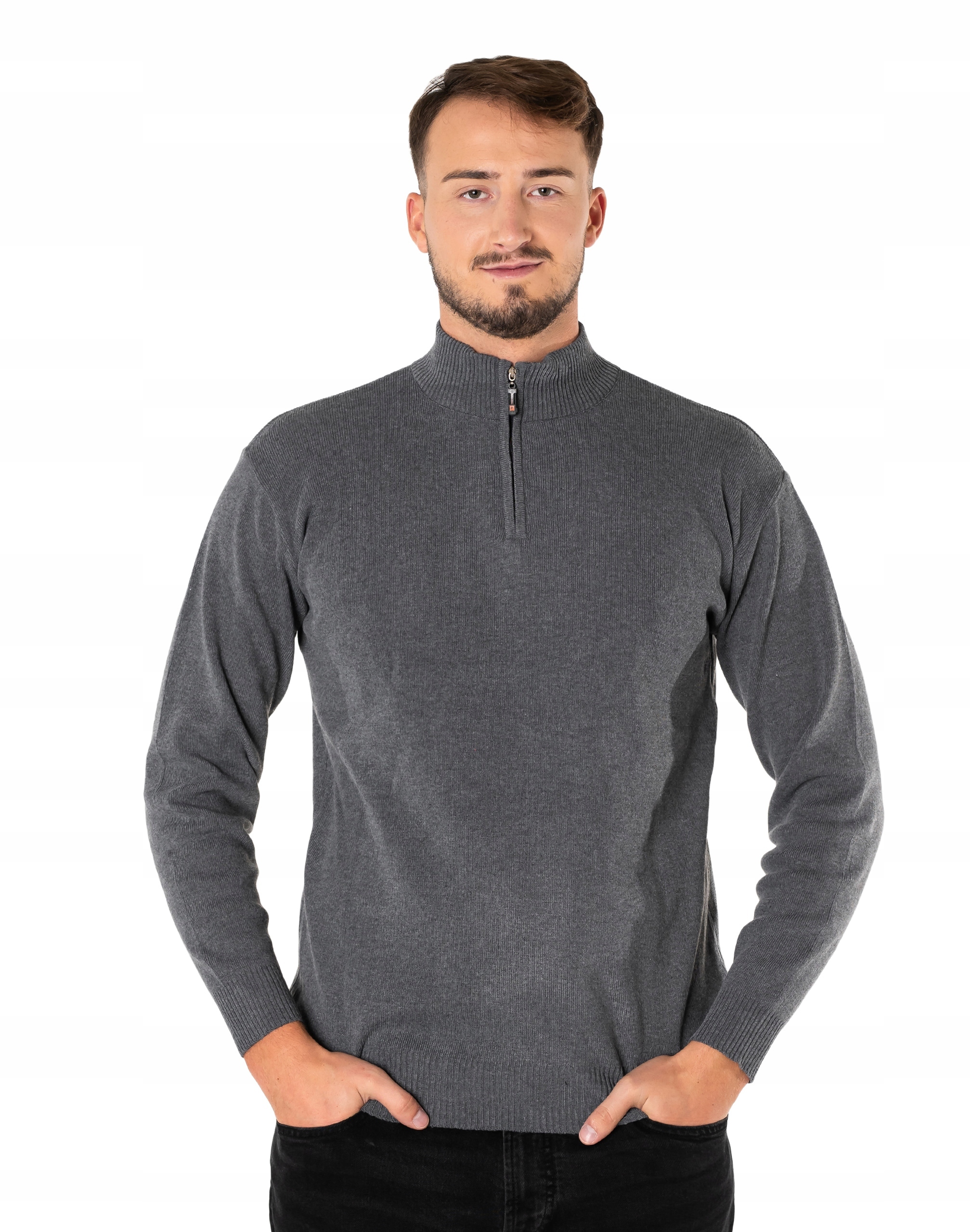 

Duży Sweter Męski Półgolf Rozsuwany Golf 190-3 7XL