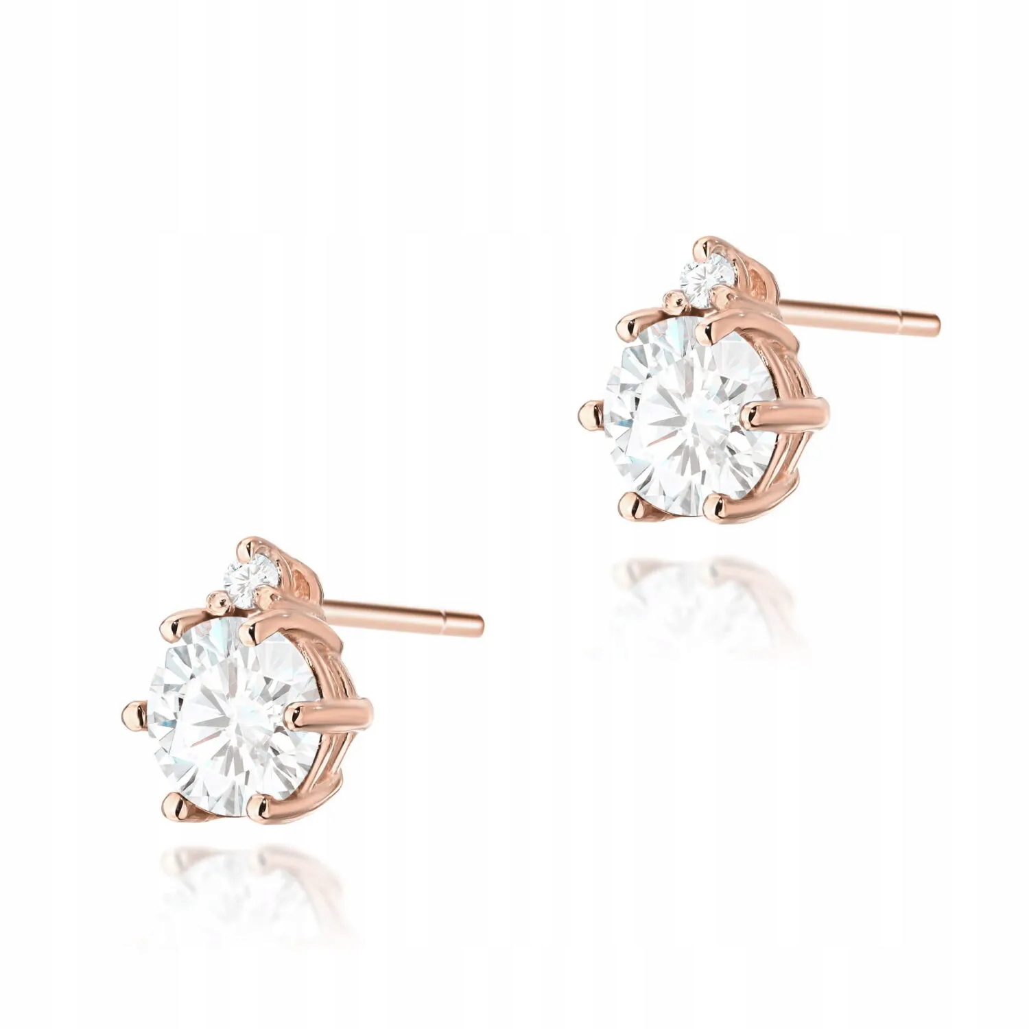 Złote kolczyki z białym szafirem 2 x 0,60ct różowe złoto pr. 585