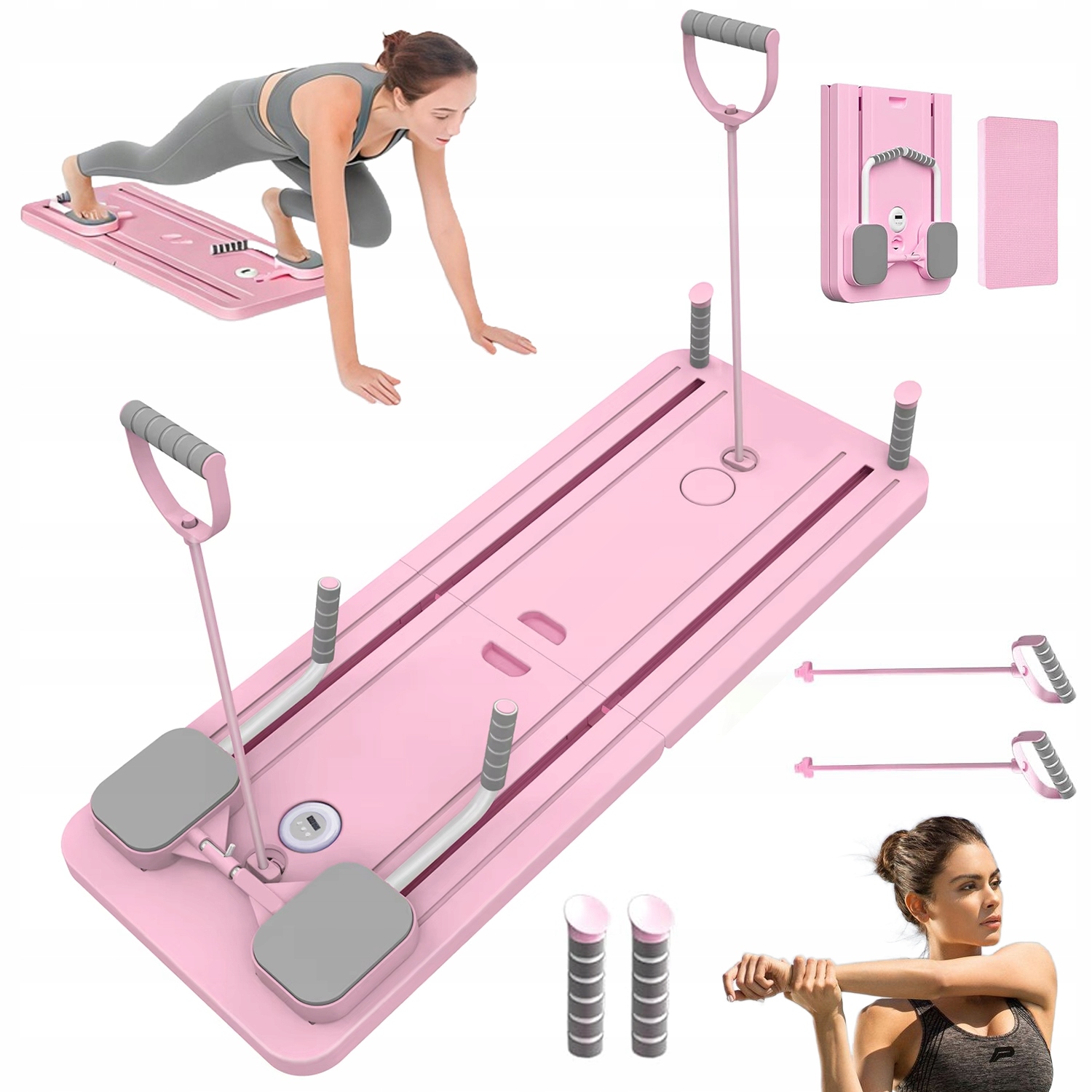 Platforma Fitness Składana Trening Core 7W1 Gumy 30KG Timer Mat 106CM