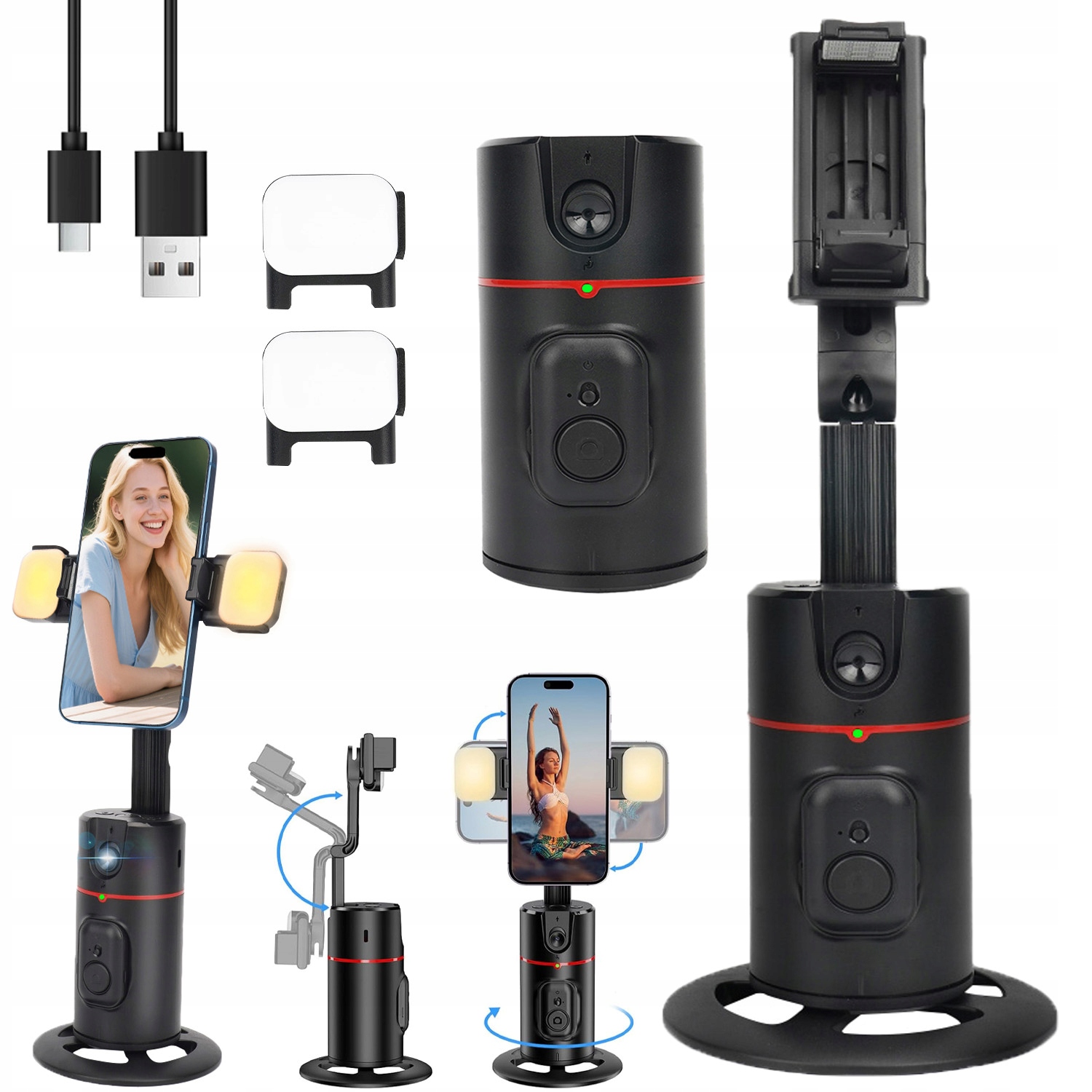 Gimbal Ai Bt Mobile Elektronický Stabilizátor Pro Ruční Telefon S Lampou