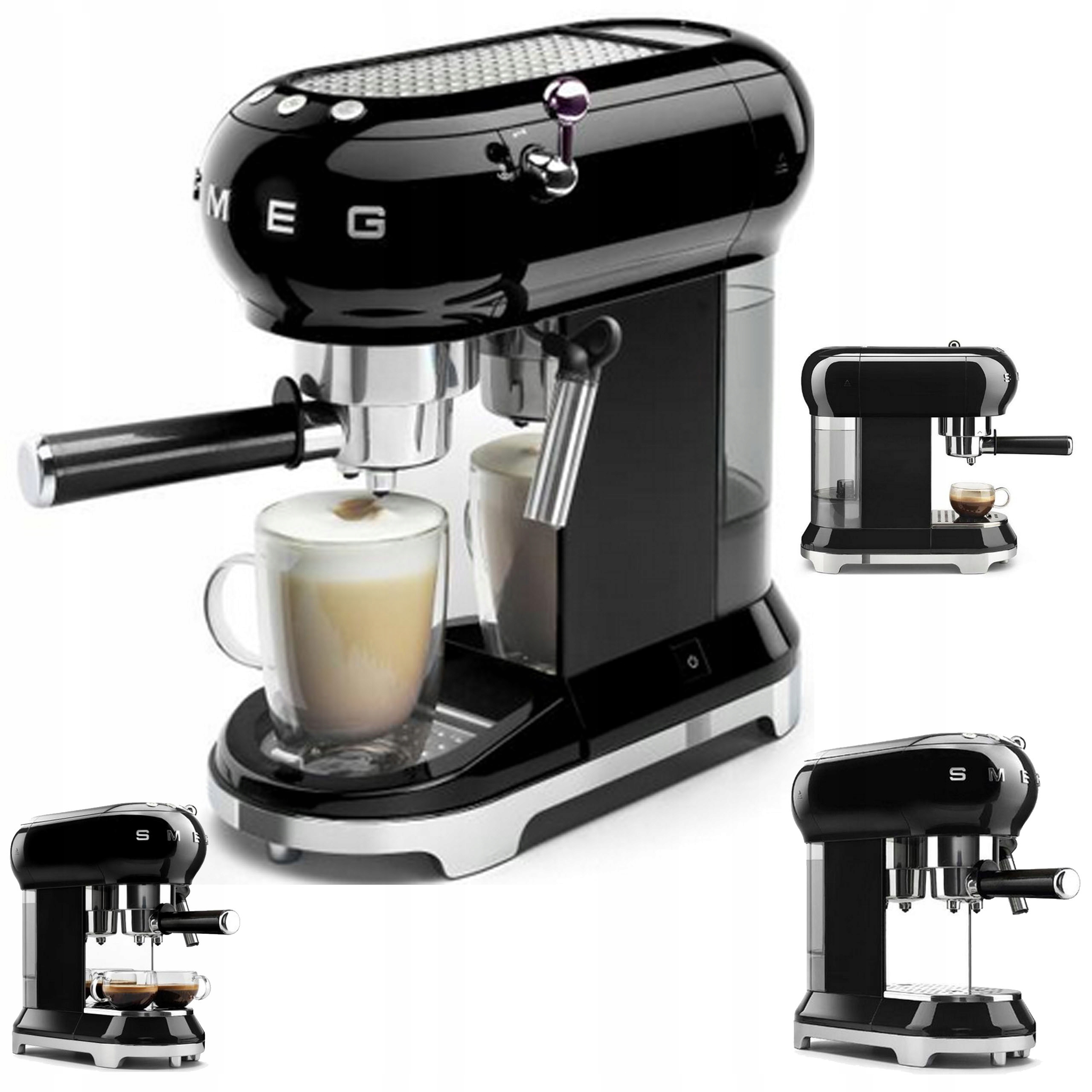 Ekspres kolbowy Smeg ECF01BLEU 1350W czarny Retro Dysza Do Spieniania Mleka