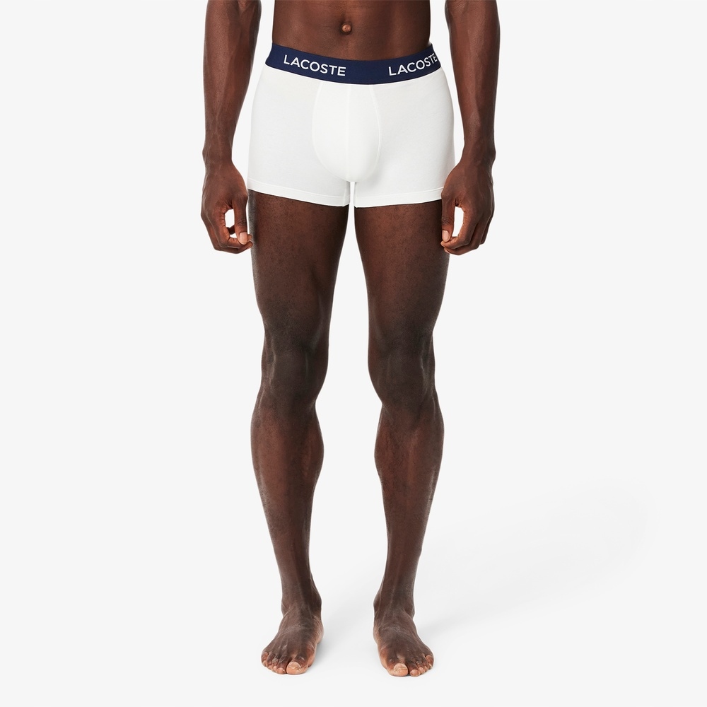 Lacoste Bílé pánské boxerky 5-Pack Icon Cotton Strech XL