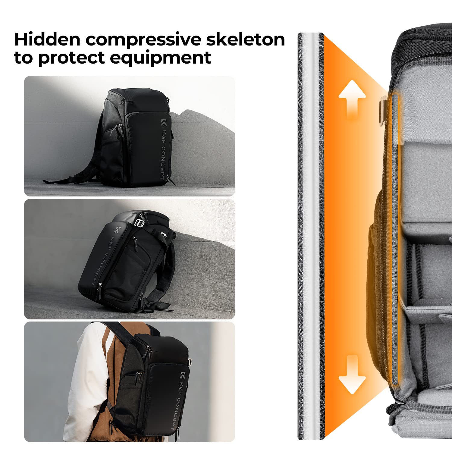 K&F CONCEPT Plecak Na Aparat 25L Z Przegrodą Na Laptopa 16 Calowy — miniatura 5