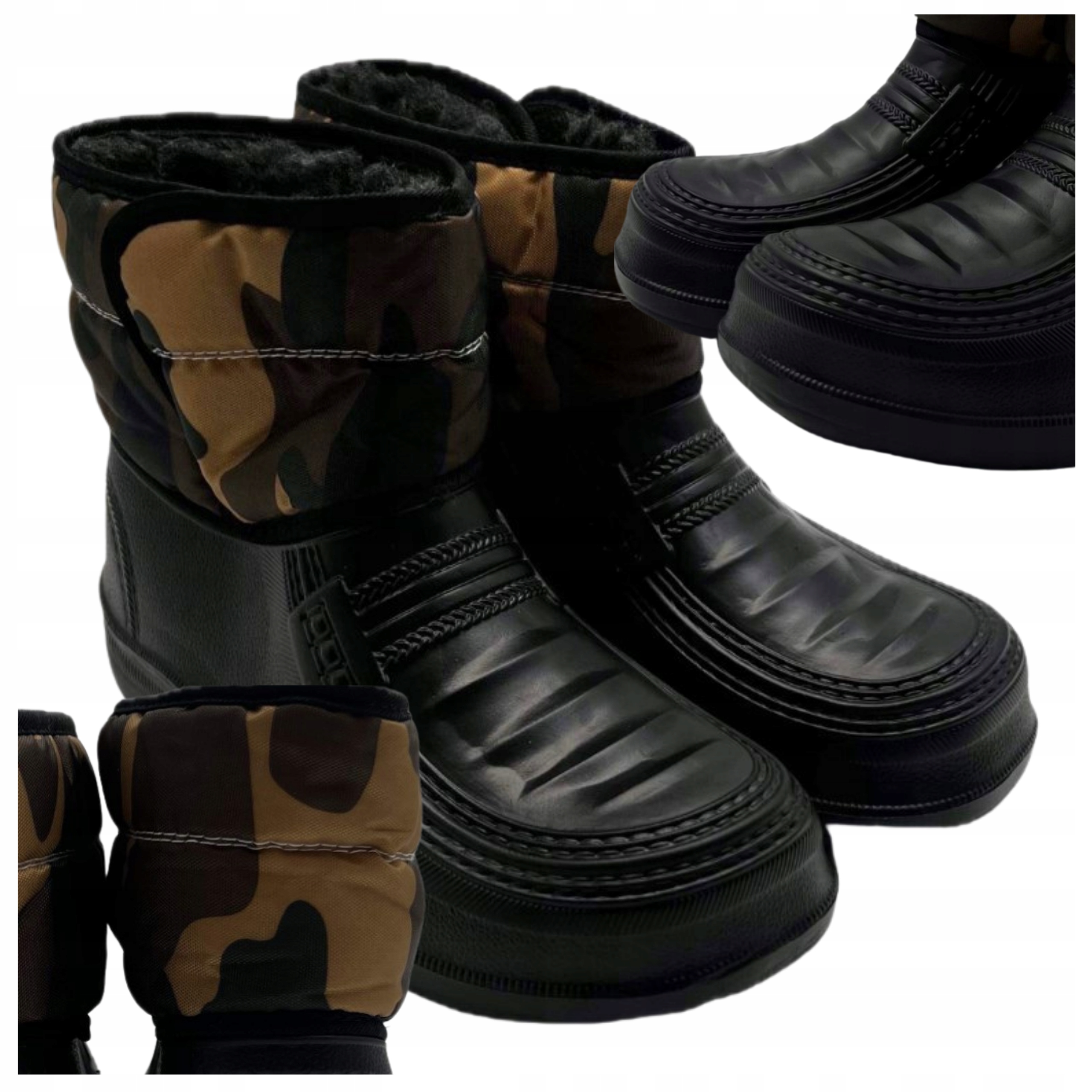 Kalosze Ocieplane Piankowe Na Rzep Śniegowce Zimowe Męskie Wysokie 44 Moro